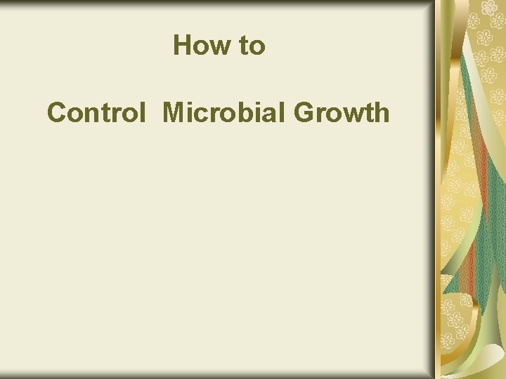 How to Control Microbial Growth 