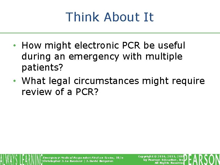 Think About It • How might electronic PCR be useful during an emergency with Think About It • How might electronic PCR be useful during an emergency with