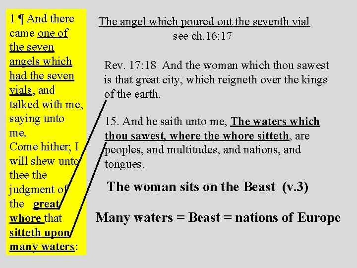 1 ¶ And there came one of the seven angels which had the seven 1 ¶ And there came one of the seven angels which had the seven