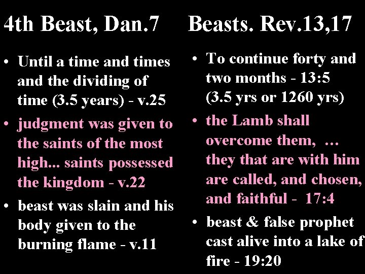 4 th Beast, Dan. 7 Beasts. Rev. 13, 17 • Until a time and 4 th Beast, Dan. 7 Beasts. Rev. 13, 17 • Until a time and
