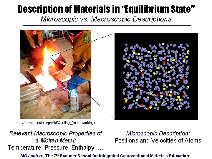 Description of Materials in “Equilibrium State” Microscopic vs. Macroscopic Descriptions http: //en. wikipedia. org/wiki/Casting_(metalworking)