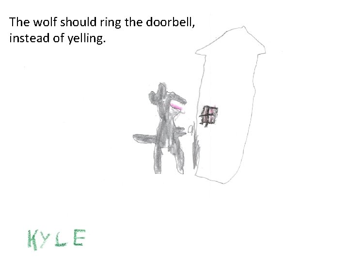 The wolf should ring the doorbell, instead of yelling. 
