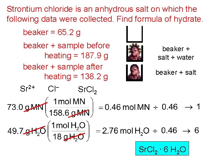 Strontium chloride is an anhydrous salt on which the following data were collected. Find