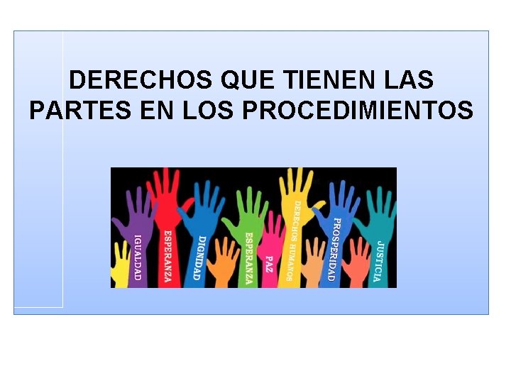 DERECHOS QUE TIENEN LAS PARTES EN LOS PROCEDIMIENTOS 