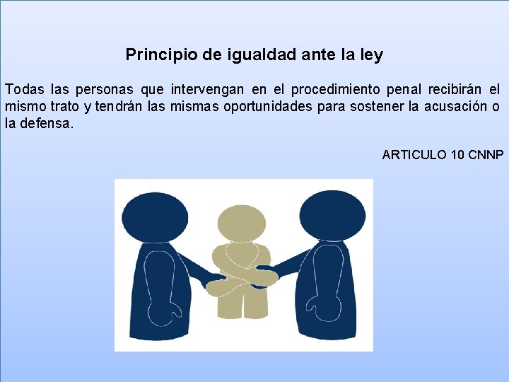 Principio de igualdad ante la ley Todas las personas que intervengan en el procedimiento