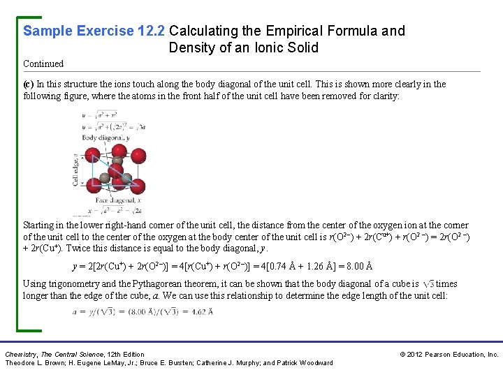 Sample Exercise 12. 2 Calculating the Empirical Formula and Density of an Ionic Solid