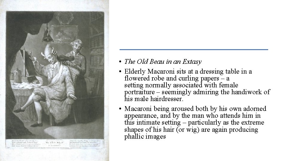  • The Old Beau in an Extasy • Elderly Macaroni sits at a