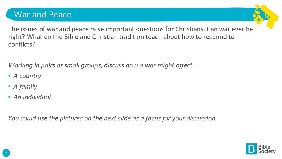 War and Peace The issues of war and peace raise important questions for Christians.