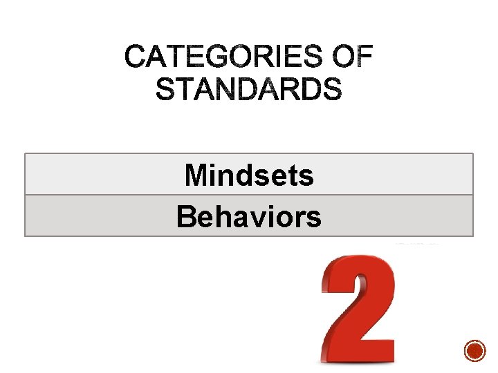 Mindsets Behaviors Mindsets Behaviors