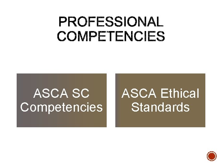ASCA SC Competencies ASCA Ethical Standards ASCA SC Competencies ASCA Ethical Standards