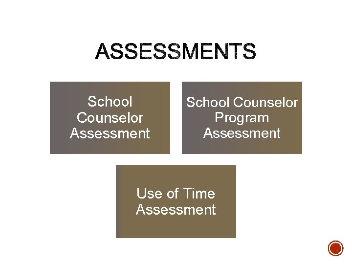 School Counselor Assessment School Counselor Program Assessment Use of Time Assessment School Counselor Assessment School Counselor Program Assessment Use of Time Assessment