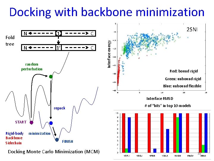 Docking with backbone minimization 1 C N 1’ C random perturbation 2 SNI Interface