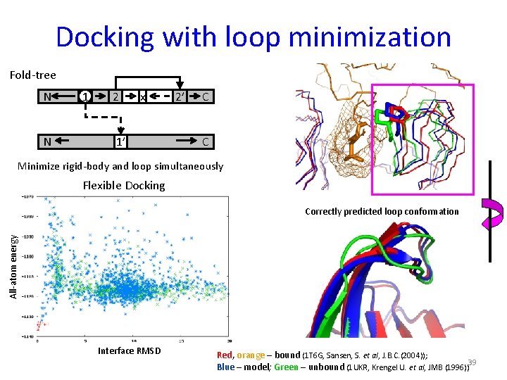 Docking with loop minimization Fold-tree N N 1 2 x 1’ 2’ C C