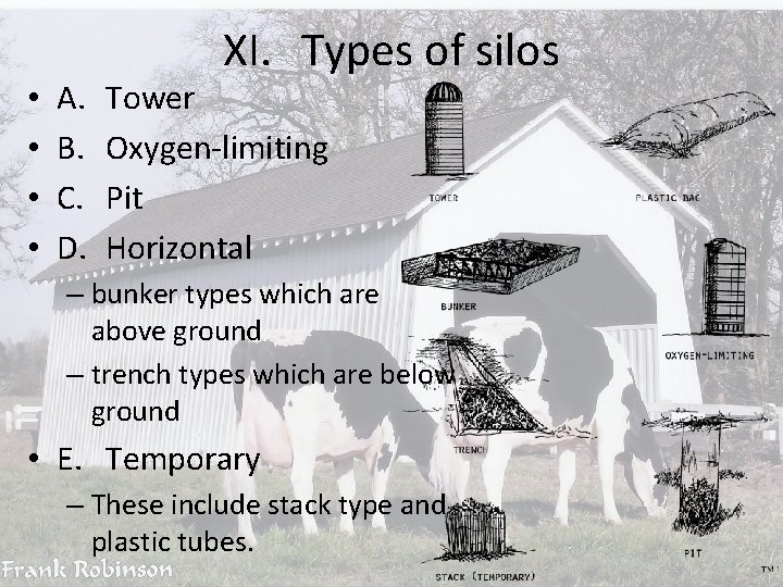  • • A. B. C. D. XI. Types of silos Tower Oxygen-limiting Pit