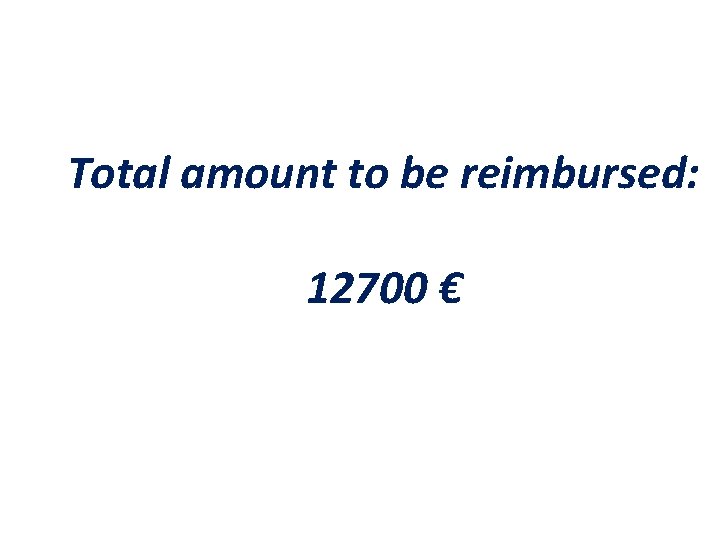 Total amount to be reimbursed: 12700 € 