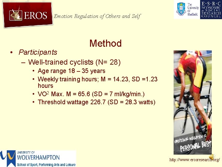 Emotion Regulation of Others and Self Method • Participants – Well-trained cyclists (N= 28)