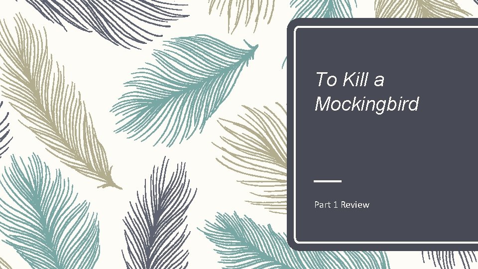 To Kill a Mockingbird Part 1 Review 