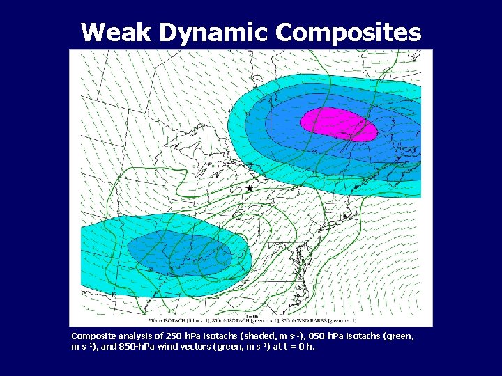 Weak Dynamic Composites Composite analysis of 250 -h. Pa isotachs (shaded, m s-1), 850