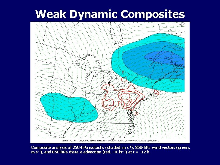 Weak Dynamic Composites Composite analysis of 250 -h. Pa isotachs (shaded, m s-1), 850