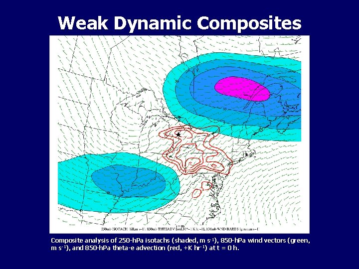 Weak Dynamic Composites Composite analysis of 250 -h. Pa isotachs (shaded, m s-1), 850