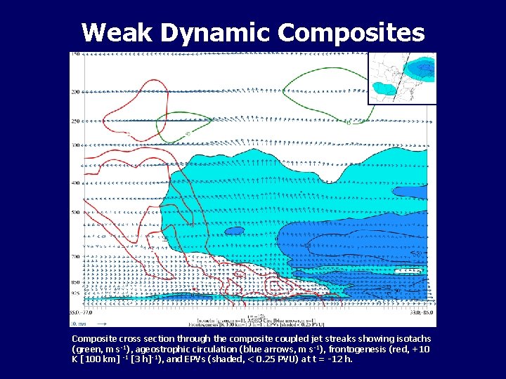 Weak Dynamic Composites Composite cross section through the composite coupled jet streaks showing isotachs