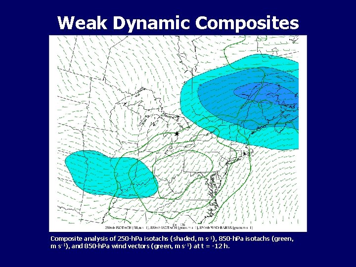 Weak Dynamic Composites Composite analysis of 250 -h. Pa isotachs (shaded, m s-1), 850