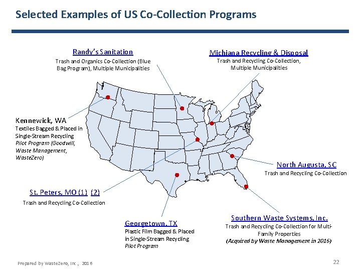 Selected Examples of US Co-Collection Programs Randy’s Sanitation Trash and Organics Co-Collection (Blue Bag