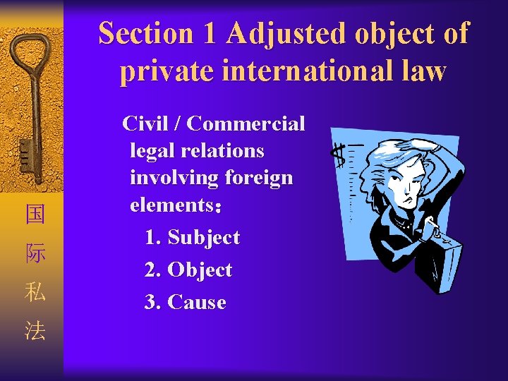Section 1 Adjusted object of private international law 国 际 私 法 Civil /