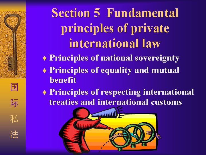 Section 5 Fundamental principles of private international law ¨ Principles of national sovereignty ¨