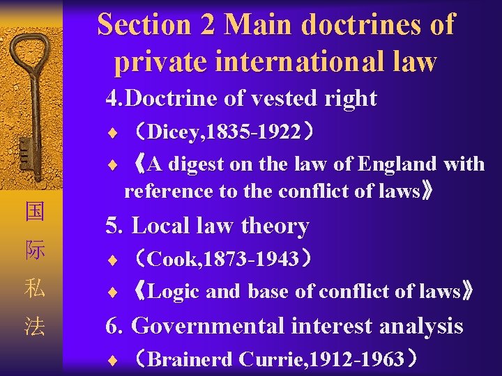 Section 2 Main doctrines of private international law 4. Doctrine of vested right ¨