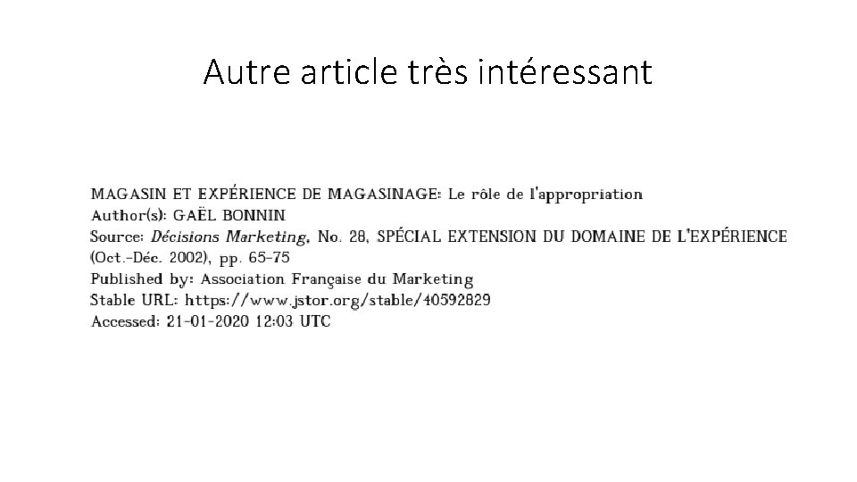 Autre article très intéressant 