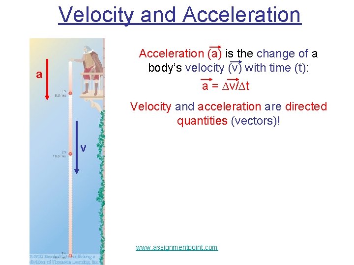 Velocity and Acceleration (a) is the change of a body’s velocity (v) with time