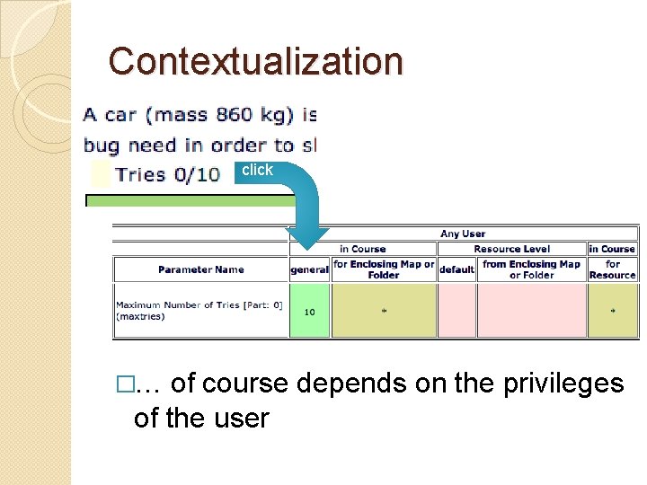 Contextualization click �… of course depends on the privileges of the user 