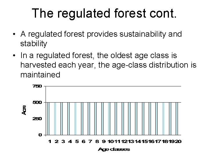 The regulated forest cont. • A regulated forest provides sustainability and stability • In