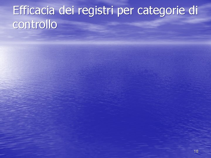 Efficacia dei registri per categorie di controllo 18 