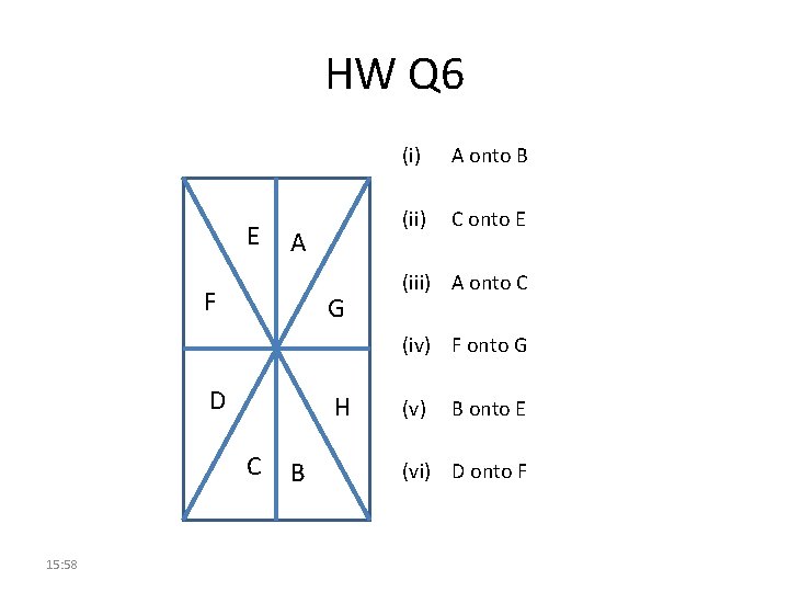 HW Q 6 E A F G (i) A onto B (ii) C onto