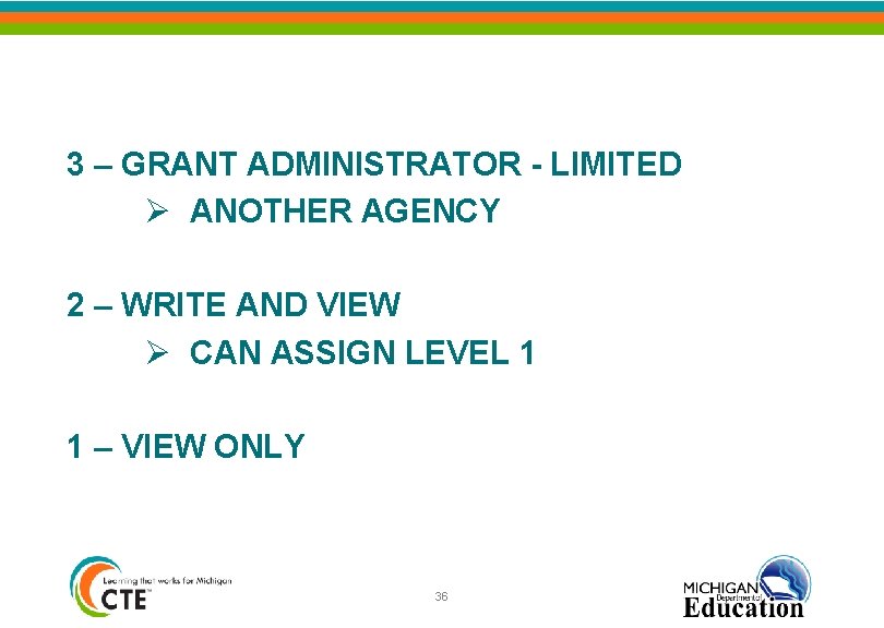 3 – GRANT ADMINISTRATOR - LIMITED Ø ANOTHER AGENCY 2 – WRITE AND VIEW