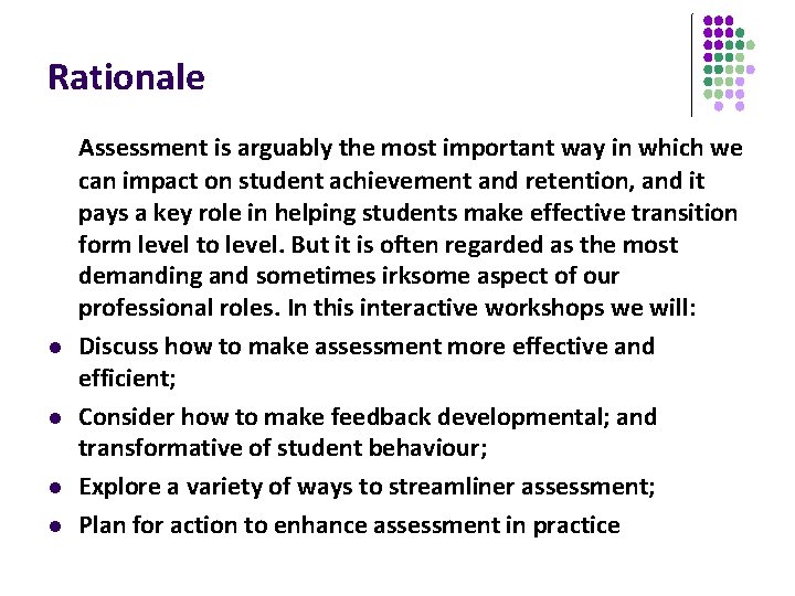 Making assessment and feedback more manageable effective with