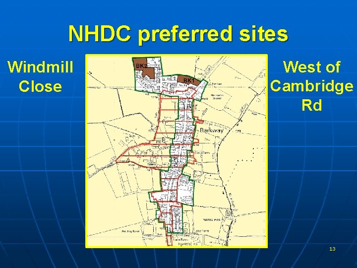 NHDC preferred sites Windmill Close West of Cambridge Rd 13 