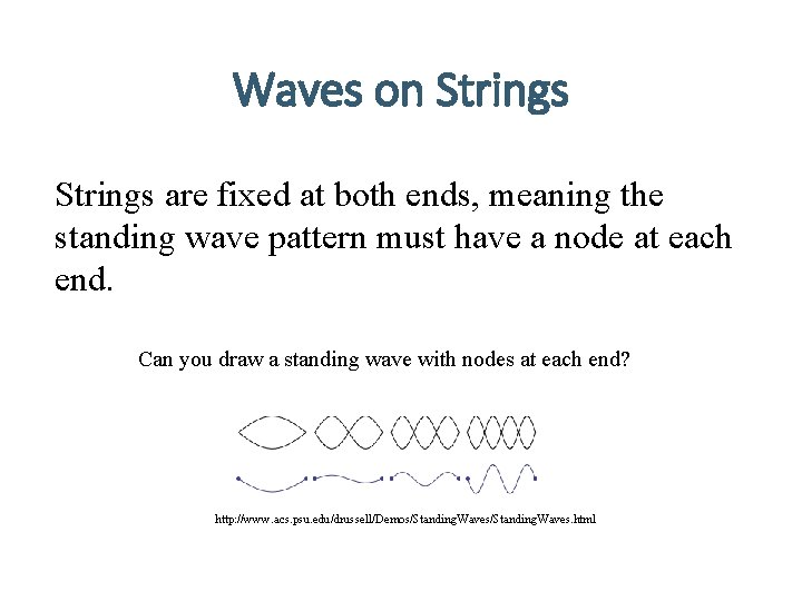 Waves on Strings are fixed at both ends, meaning the standing wave pattern must