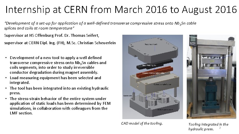 Internship at CERN from March 2016 to August 2016 “Development of a set-up for Internship at CERN from March 2016 to August 2016 “Development of a set-up for