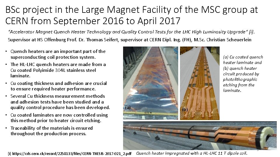 BSc project in the Large Magnet Facility of the MSC group at CERN from BSc project in the Large Magnet Facility of the MSC group at CERN from