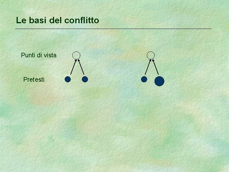 Le basi del conflitto Punti di vista Pretesti 