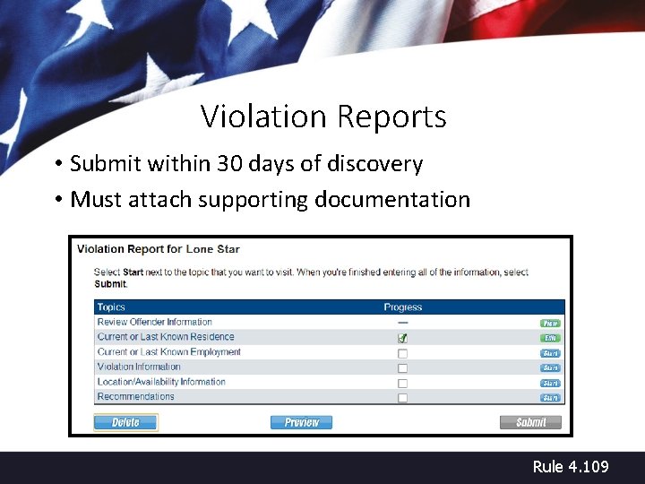 Violation Reports • Submit within 30 days of discovery • Must attach supporting documentation