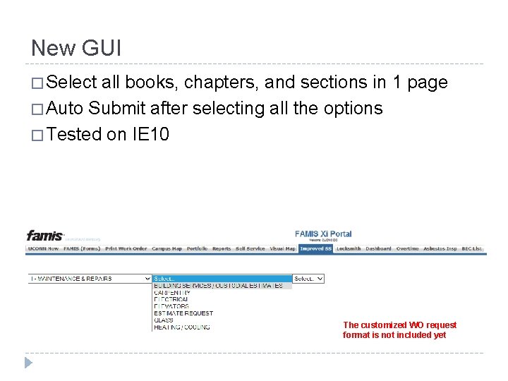 New GUI � Select all books, chapters, and sections in 1 page � Auto