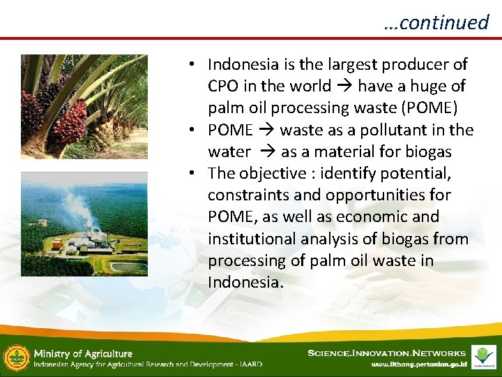 …continued • Indonesia is the largest producer of CPO in the world have a