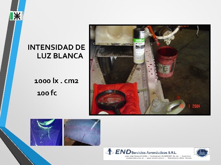 INTENSIDAD DE LUZ BLANCA 1000 lx. cm 2 100 fc 