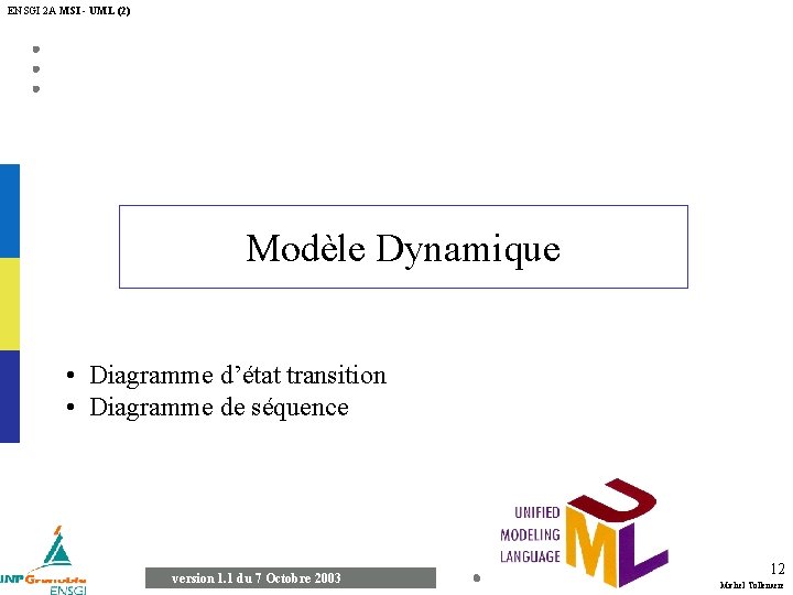 ENSGI 2 A MSI - UML (2) Modèle Dynamique • Diagramme d’état transition •