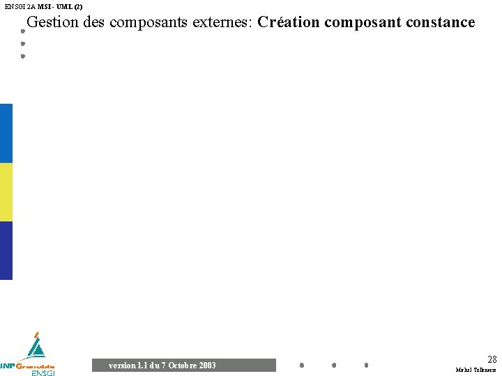 ENSGI 2 A MSI - UML (2) Gestion des composants externes: Création composant constance