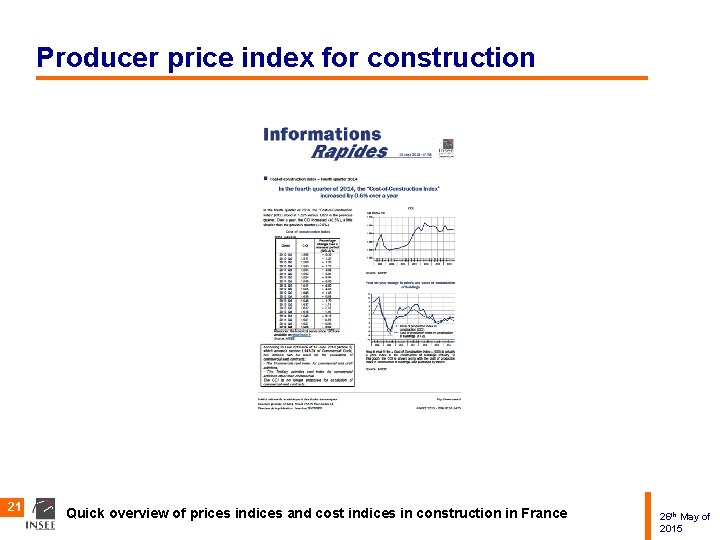 Producer price index for construction 21 Quick overview of prices indices and cost indices